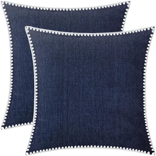 Vista 21 de BRAWARM Fundas de almohada 40x40 cm - Paquete de 2 fundas de almohada de chenilla negra, fundas de almohada de chenilla suave teñida sólida
