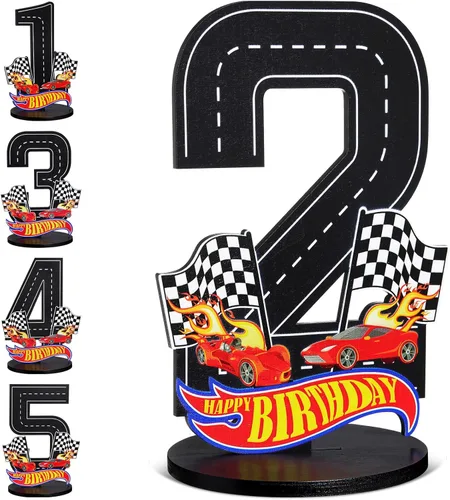 Vista 12 de MiniInflat Cartel de número de 1er cumpleaños de coche de carreras, centro de mesa, tema de coche de carreras, suministros de fiesta de primer