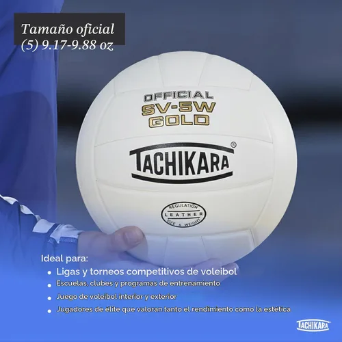 Vista 3 de Tachikara SV5W Gold Pelota de vóley premium, de competición, de piel.