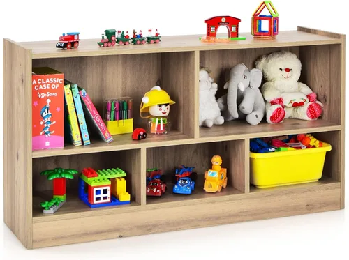Vista 10 de Costzon Organizador de almacenamiento de juguetes para niños, almacenamiento escolar de 5 secciones para organizar libros, juguetes, estantería