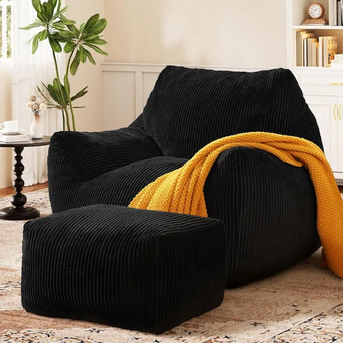 Vista 10 de Puf grande para adultos, ultra suave, para sala de estar Beige
