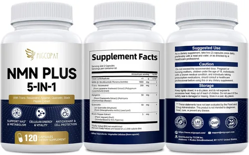 Vista 14 de Migcopat Suplemento NMN 1000mg – Suplemento NAD 5 en 1, 120 cápsulas