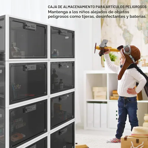 Vista 3 de BUG HULL Caja de bloqueo de medicamentos de gran capacidad, caja de bloqueo para nevera para medicamentos, caja de medicamentos con bloqueo con Negro