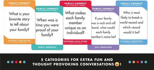 Vista 3 de 100 tarjetas de conversación para niños, preguntas atractivas y iniciadores de conversación, juegos de cartas familiares para fortalecer la relación