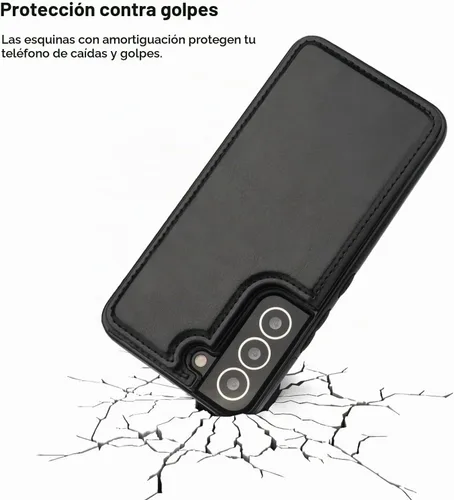 Vista 6 de ONETOP - Funda tipo cartera para Samsung Galaxy S22 con tarjetero, color negro Kickstand,ID/Cash Holder,Case Wallet with Card Slots,Double