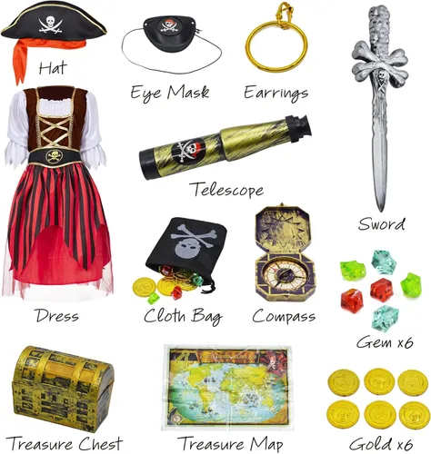 Vista 2 de Pirate Costume for Girls Role Play Set Dress-up Costumes- Sea Buccaneer Costume Dress up