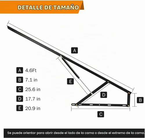 Vista 2 de BEAMNOVA Mecanismo de elevación de cama de 4.6 pies, capacidad de carga de 286-353 libras, juego de resortes de gas de elevación, resistente