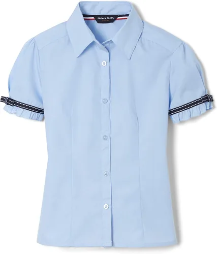 Vista 3 de French Toast blusa de cinta con moño, manga corta, para niña Azul claro