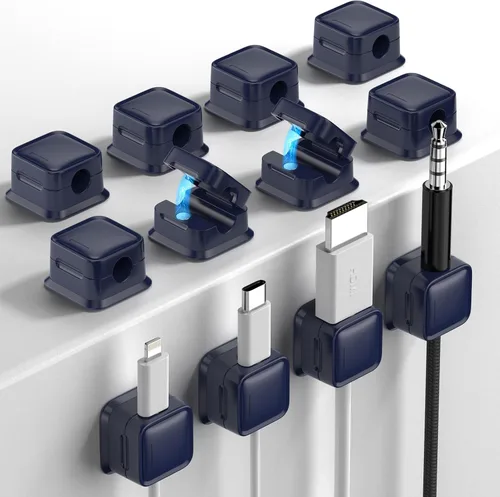 Vista 15 de Paquete de 8 Organizadores de Cables con Soporte, Costop Fuerte Adhesivo Magnético para Gestión de Cables de Escritorio, Fácil de Abrir, Organiza