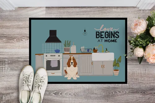 Vista 2 de Caroline's Treasures CK7725MAT Basset Hound - Tapete para puerta delantera, 18 x 27 pulgadas, tapete para interior y exterior, antideslizante