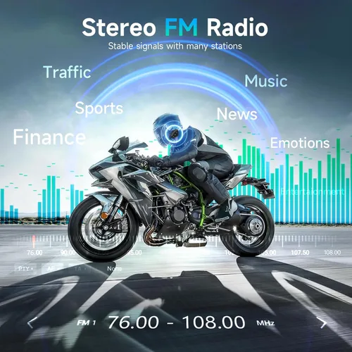 Vista 9 de Moman - Auriculares para casco de motocicleta, altavoz y micrófono de casco de motocicleta RS-S con estéreo de alta fidelidad, radio FM, voz AI