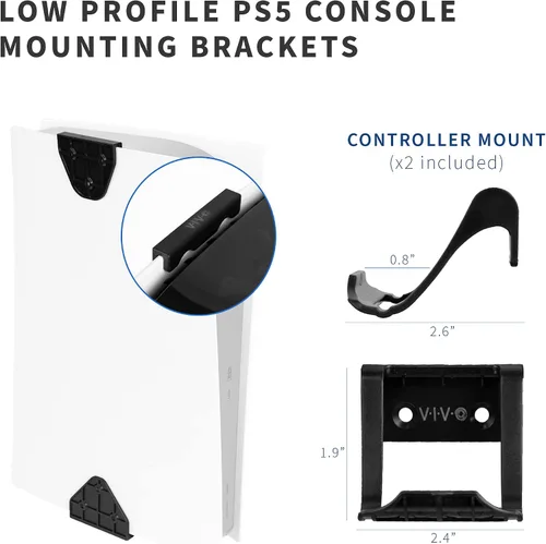 Vista 5 de VIVO Soporte de pared 2 en 1 y debajo del escritorio diseñado para consola de juegos PS5 Playstation 5 Standard y edición digital pantalla de pared