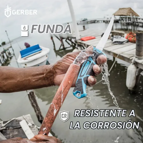 Vista 3 de Gerber Controlador de engranajes, cuchillo de filete de agua salada para pesca, cuchillo de pesca resistente, equipo de pesca premium, 6 pulgadas