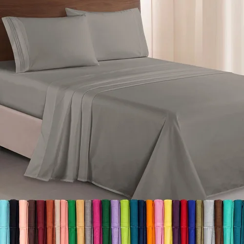 Vista 42 de Elegant Comfort Lujoso juego de sábanas de microfibra de alta calidad 1500 hoteleras bordadas de tres líneas más suaves de 4 piezas, resistente a