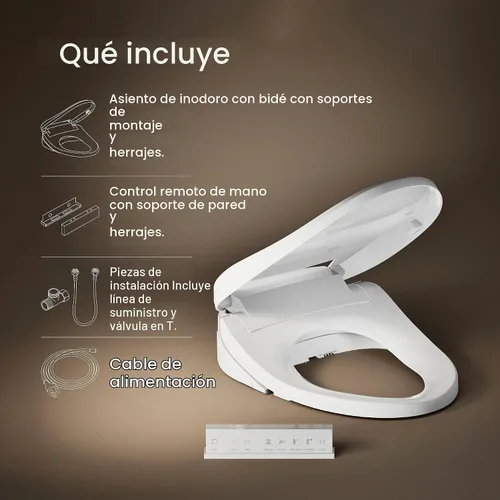 Vista 13 de Kohler PureWash E820 - Asiento de inodoro alargado con calefacción, blanco con control remoto, tapa de cierre silencioso, desodorización automática