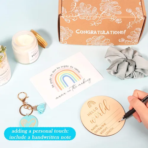 Vista 6 de Caja de regalo para nueva mamá, regalos de embarazo para futura mamá, cesta de regalo para niñas y niños, regalos posparto para madres primerizas
