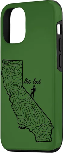 Vista 2 de Funda para iPhone 14 Vintage Hike California Topo Map Senderismo Get Lost Hiker
