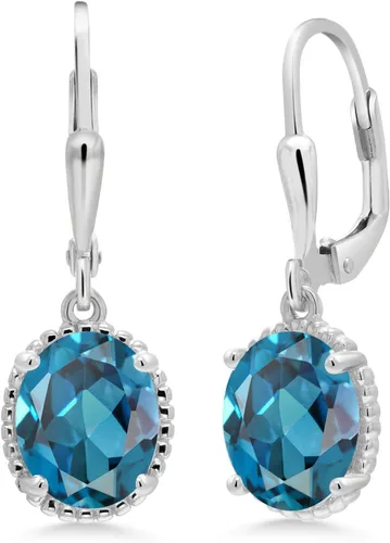 Vista 73 de Gem Stone King Aretes colgantes de gota para mujer, plata de ley 925, piedra natal ovalada de 0.354 x 0.276 in, joyería fina, regalos para ella