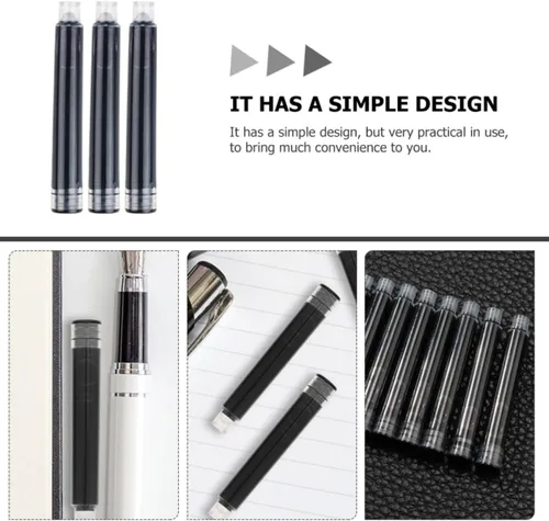 Vista 7 de Black Fountain Pen Ink Refills, Portable Plastic Cartridges