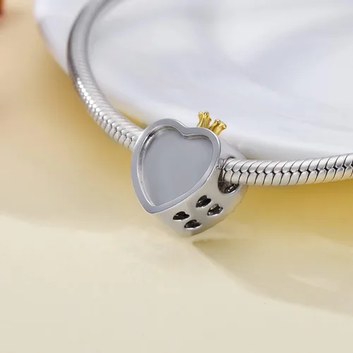 Vista 7 de LONAGO Abalorio personalizado con foto para mujer, plata de ley 925, con forma de corazón, piedra natal simulada