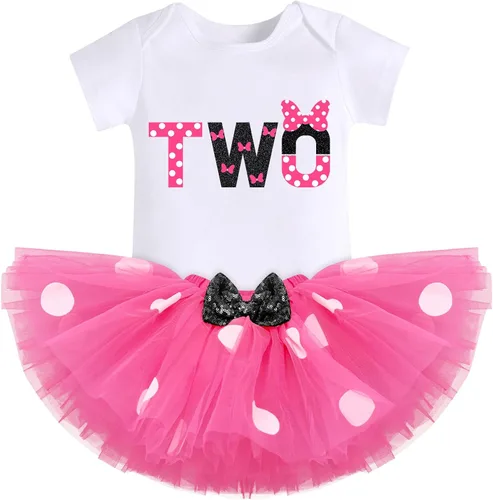 Vista 14 de IMEKIS Conjunto de Ropa de Cumpleaños de Ratón para Bebé Niña 1er 2do Cumpleaños Pelele Romper para Romper Tartas Falda Tutú Conjunto de Lunares