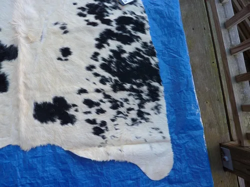Vista 3 de SAFAVIEH Cow Hide Collection - Alfombra decorativa, 4 pies 7 pulgadas x 5 pies 8 pulgadas, color blanco y negro, hecho a mano, rústico y auténtico
