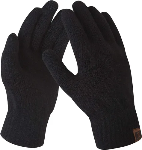 Vista 11 de Guantes de mujer de invierno con pantalla táctil de lana mágicos y cálidos de punto con forro de vellón para mujer Beige