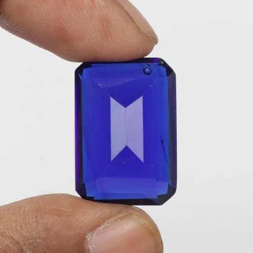 Vista 4 de REAL-GEMS Garantía en forma de esmeralda topacio azul de 24.10 ct, Gema, Topacio azul mejorado
