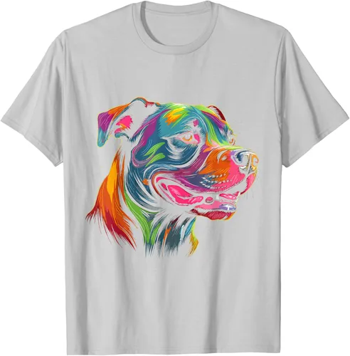 Vista 69 de Pit Bull Mom Dog Lover Colorido Artistic Pitbull Owner - Camiseta para mujer, Negro