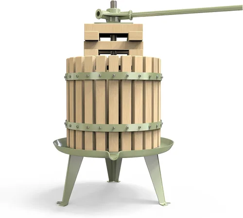 Vista 13 de Prensa de frutas y vinos verdes de 1.6 galones, máquina manual de jugo de sidra con cesta de madera de haya maciza y soporte resistente