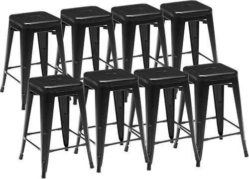 Vista 10 de DUMOS Juego de 4 taburetes de bar con altura de mostrador, isla de cocina Negro