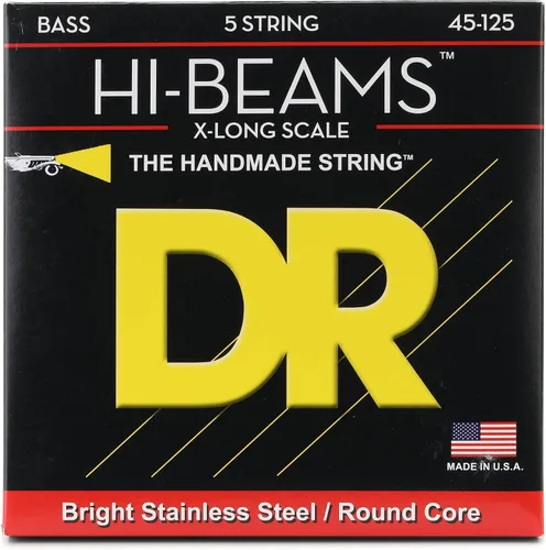Vista 12 de DR Strings - Hi-Beams - Juego de cuerdas para bajo de 4 cuerdas - Mediano 45-105 - Núcleo redondo de acero inoxidable - Accesorios para bajo (MR-45)