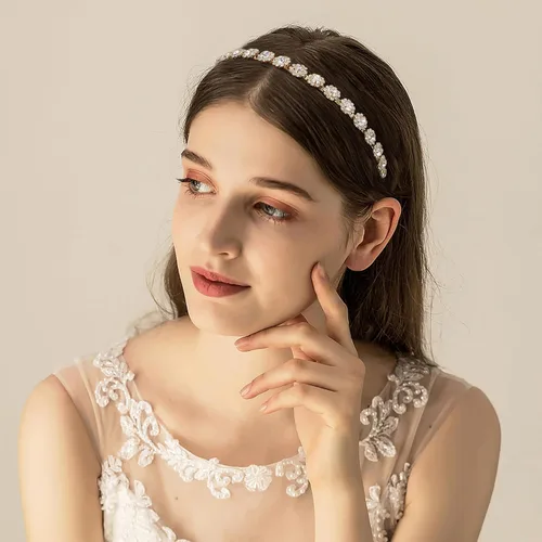 Vista 4 de Diadema de boda con cristal y accesorios para el cabello (dorado, 5.5 pulgadas)