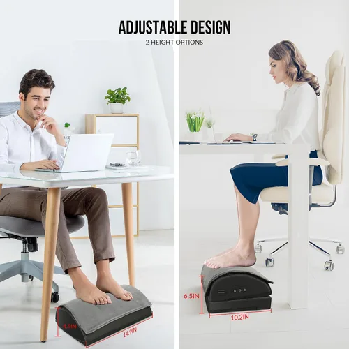 Vista 6 de Snailax Reposapiés Bajo el Escritorio para el Trabajo, Reposapiés Calefactado Bajo el Escritorio con Altura Ajustable de Doble Capa, Calentador