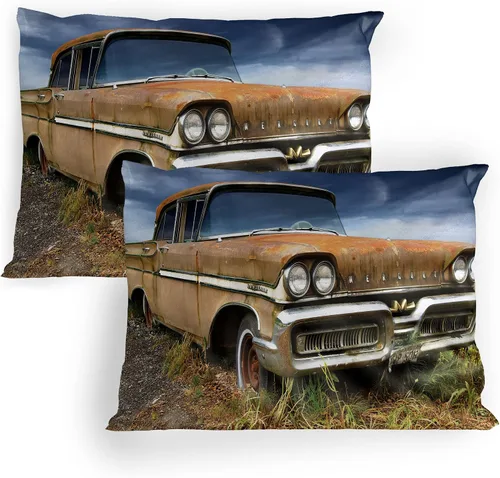 Vista 27 de Lunarable Juego de 2 fundas de almohada de caricaturas, automóvil deportivo de velocidad moderna, imagen exquisita del automóvil, ropa de cama
