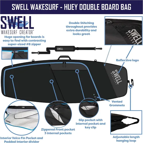 Vista 4 de Huey - Bolsa de viaje doble Wakesurf de 66 pulgadas de largo