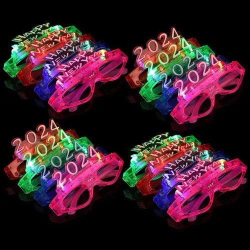 Vista 8 de B bangcool Gafas LED 2024 con luz LED 2024 para decoración de fiesta de Año Nuevo