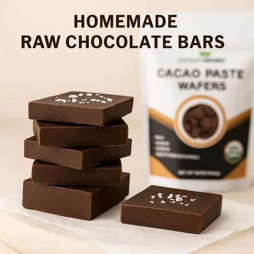 Vista 4 de Mayan's Secret - Obleas de pasta de cacao cruda orgánica - Certificado USDA, sin OMG, veganas y sin gluten - Obleas fáciles de derretir para hacer