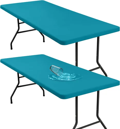 Vista 12 de Mantel rectangular elástico ajustable de 4 pies, funda de tela impermeable, mantel de poliéster lavable para cenas, fiestas, otoño