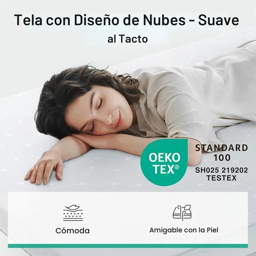 Vista 3 de Novilla Colchón plegable, colchón triple de espuma cómoda de tamaño individual con funda de diseño de nube, colchón plegable de 4 pulgadas