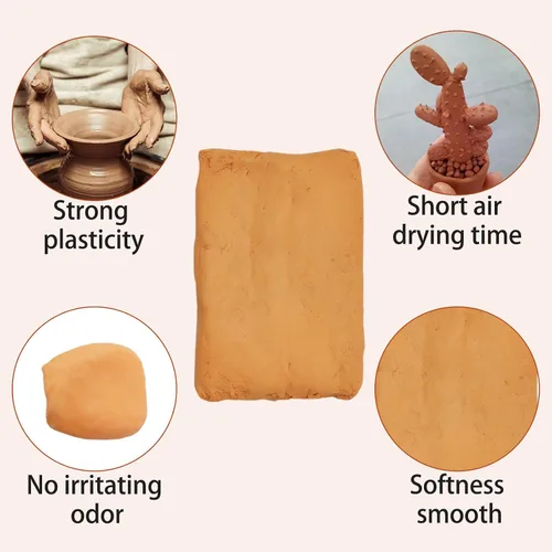 Vista 5 de PINVNBY Natural Terra Cotta - Arcilla de cerámica autoendurecible – Arcilla para hornear de bajo fuego de 11 libras para adultos, clase de arte