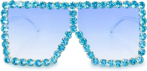 Vista 2 de Xpectrum Gafas de sol de cristal brillantes cuadradas extra grandes con diamantes de imitación