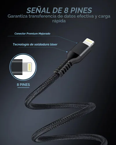 Vista 3 de Cargador de teléfono de coche Cable Lightning Cargador de carga rápida