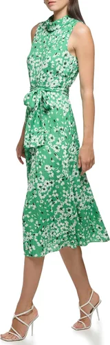 Vista 3 de Karl Lagerfeld Paris Vestido midi con detalle de cintura floral para mujer