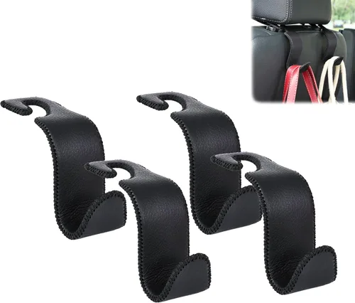 Vista 20 de Amooca - Gancho para reposacabezas de asiento de coche, organizador de almacenamiento universal para bolso de mano, abrigo, cuero con metal