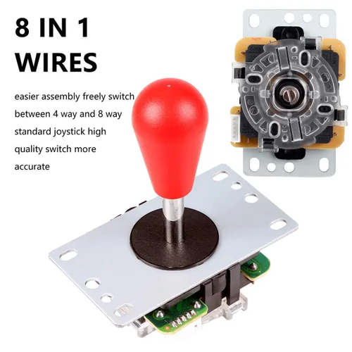 Vista 2 de Fosiya - Kit de 4 reproductores LED de Arcade Ellipse, estilo ovalado, joystick, codificador USB para juegos de PC, controladores de bricolaje
