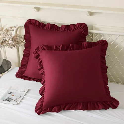 Vista 32 de KKJIAF Paquete de 2 fundas de almohada con volantes de 18 x 18 pulgadas