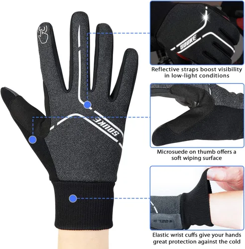 Vista 4 de Souke Sports Guantes de ciclismo de invierno para hombres y mujeres, guantes acolchados para pantalla táctil, resistentes al agua, resistentes al