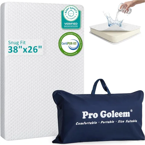 Vista 13 de Pro Goleem Colchón de moisés 30x15 ovalado, almohadilla de repuesto impermeable para bebé, inserto de espuma de apoyo firme con funda de viscosa