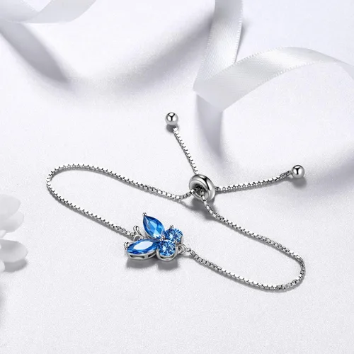 Vista 5 de Aurora Tears Butterfly Jewelry,Women 925 Sterling Silver Butterflies Birthstone Pendant NecklaceEarringsRings Wedding Gift
